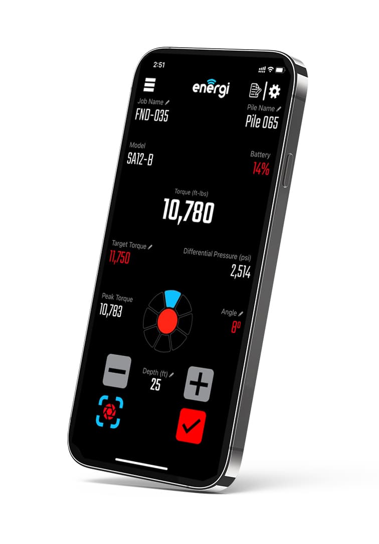 Energi Pressure Management mobile app interface